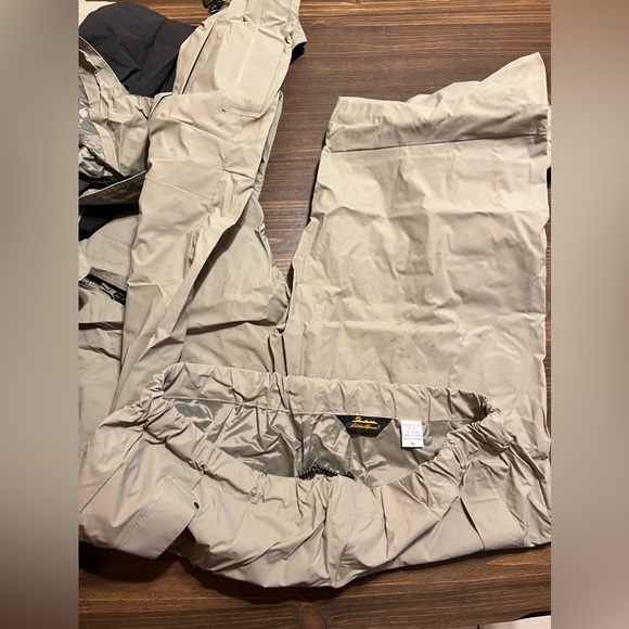 Eddie Bauer Waterproof PVC Nylon Zip Rain Suit Jacket & Pants Adult's XL Tan - Picture 9 of 14